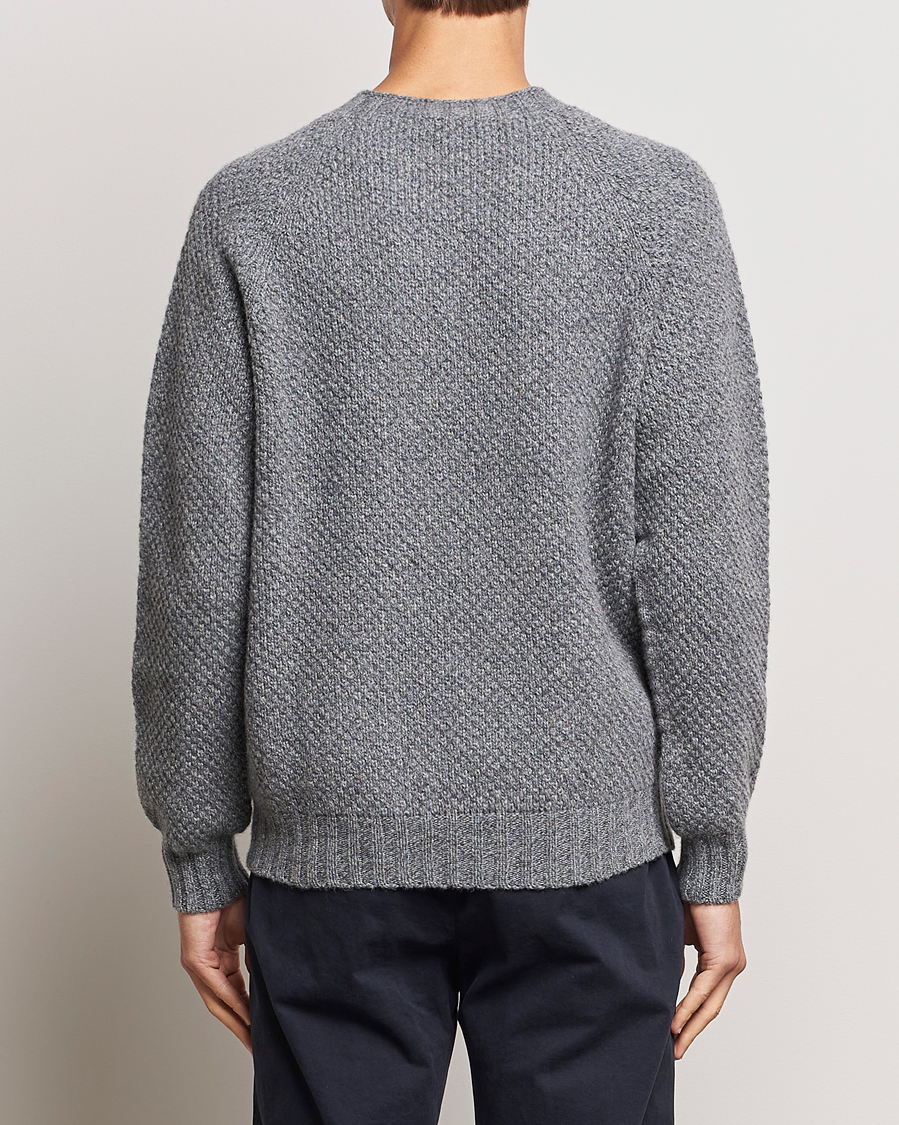 Mies | Puserot | Sunspel | Textured Lambswool Jumper Mid Grey Twist