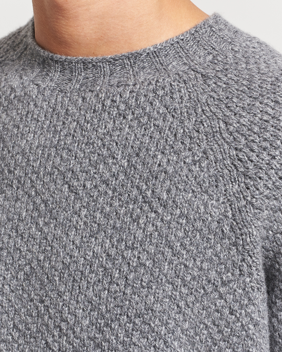 Mies | Puserot | Sunspel | Textured Lambswool Jumper Mid Grey Twist