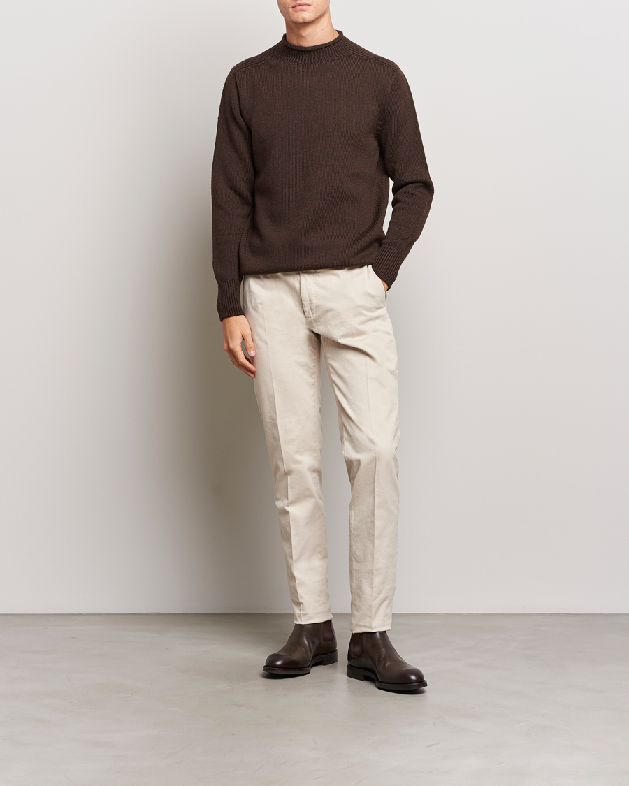 Mies | Puserot | Sunspel | Fisherman Merino Jumper Coffee