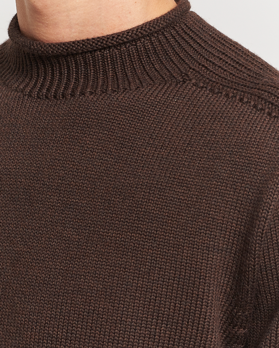 Mies | Puserot | Sunspel | Fisherman Merino Jumper Coffee