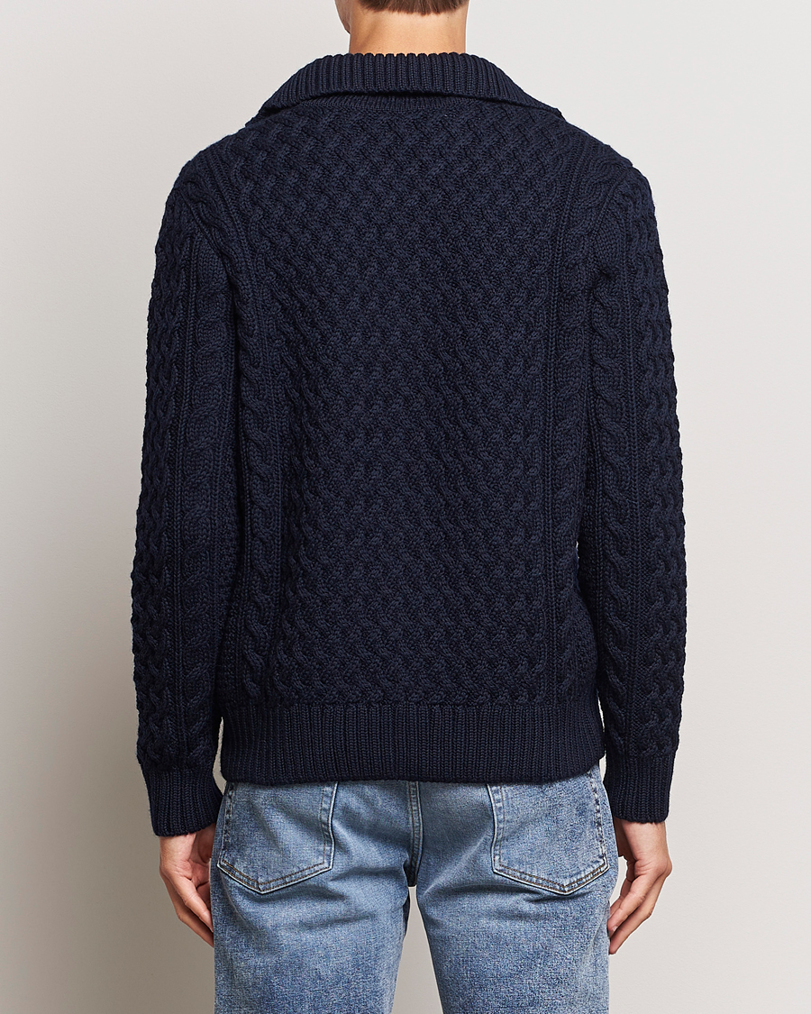 Mies | Puserot | Sunspel | Cable Knit Jacket Navy