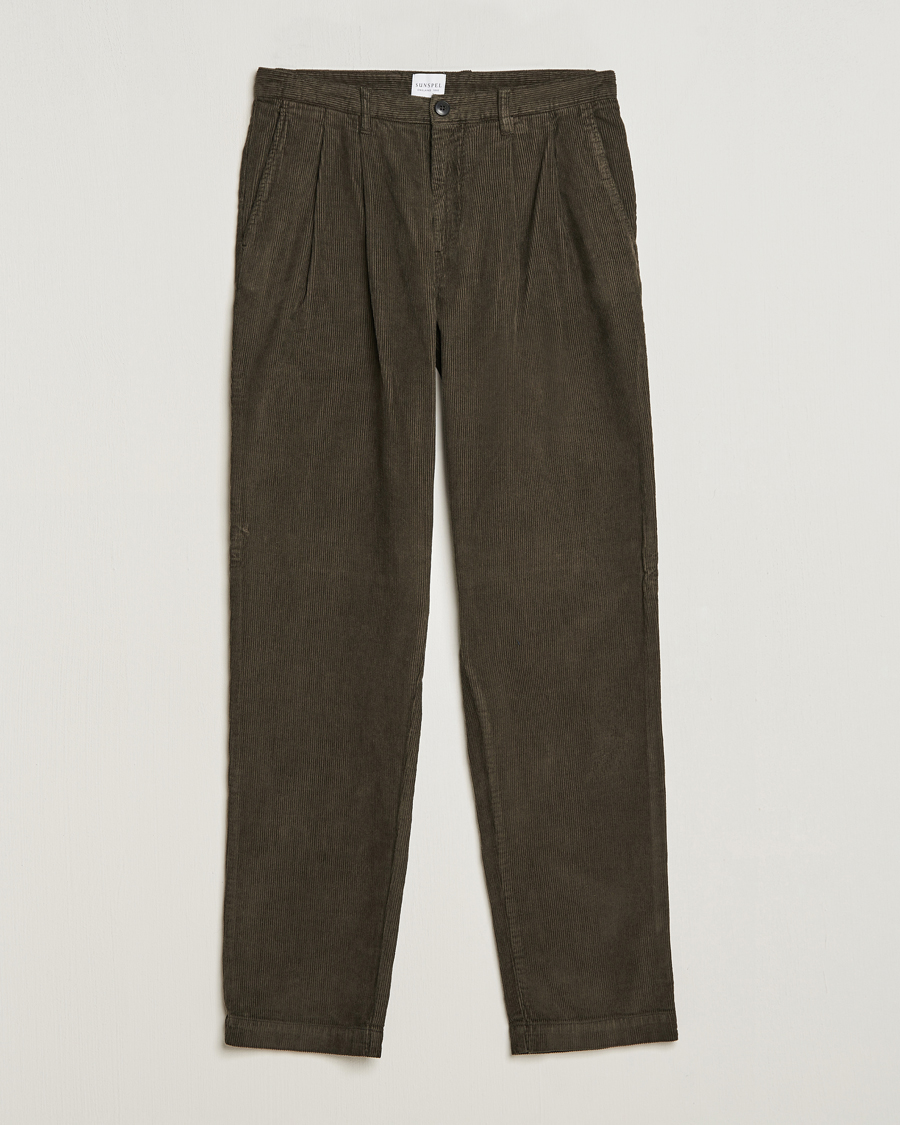 Mies | Housut | Sunspel | Corduroy Double Pleat Trousers Coffee