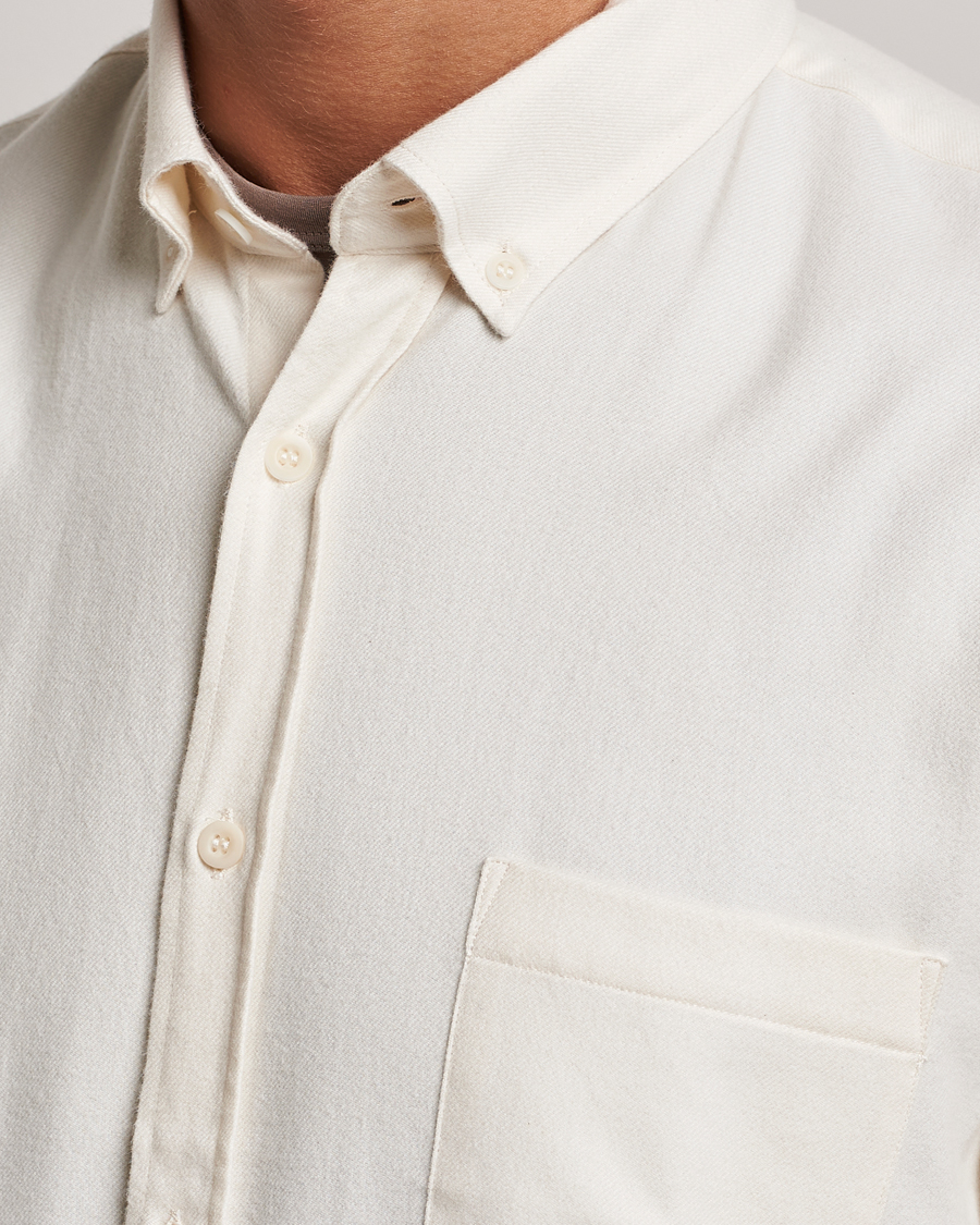 Mies | Kauluspaidat | Sunspel | Brushed Cotton Flannel Shirt Ecru