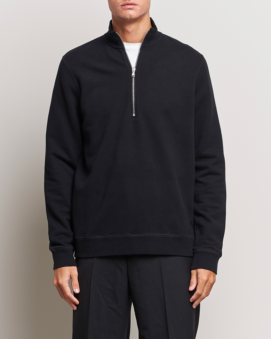 Mies |  | Sunspel | Loopback Half Zip Sweatshirt Black