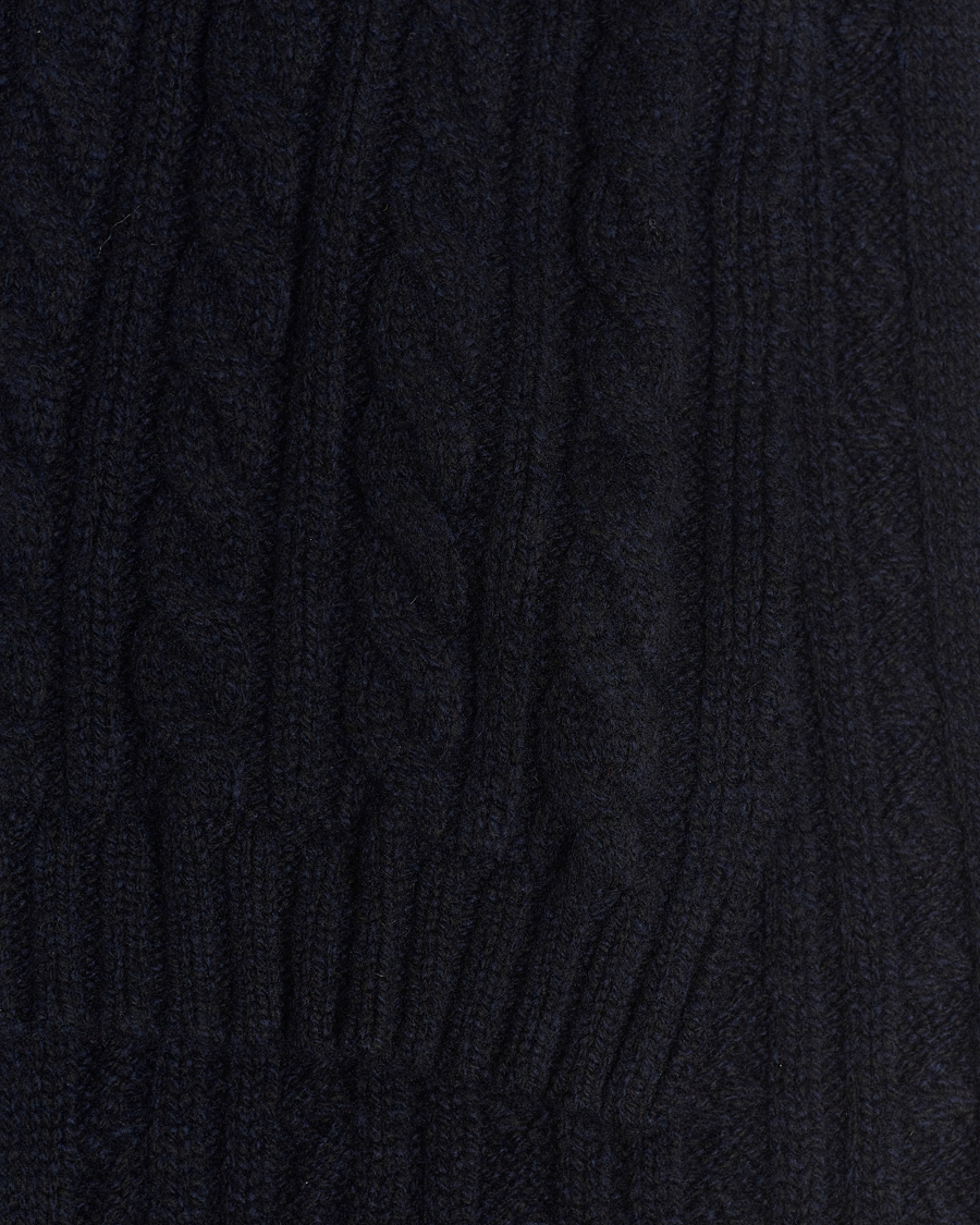 Mies | Sunspel Lambswool Cable Scarf Dark Navy | Sunspel | Lambswool Cable Scarf Dark Navy
