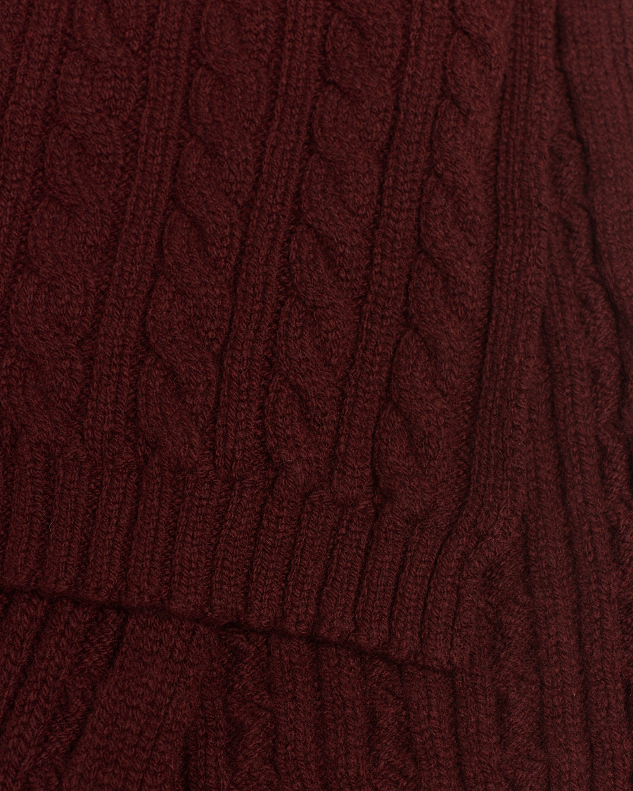 Mies | Sunspel Lambswool Cable Scarf Maroon | Sunspel | Lambswool Cable Scarf Maroon