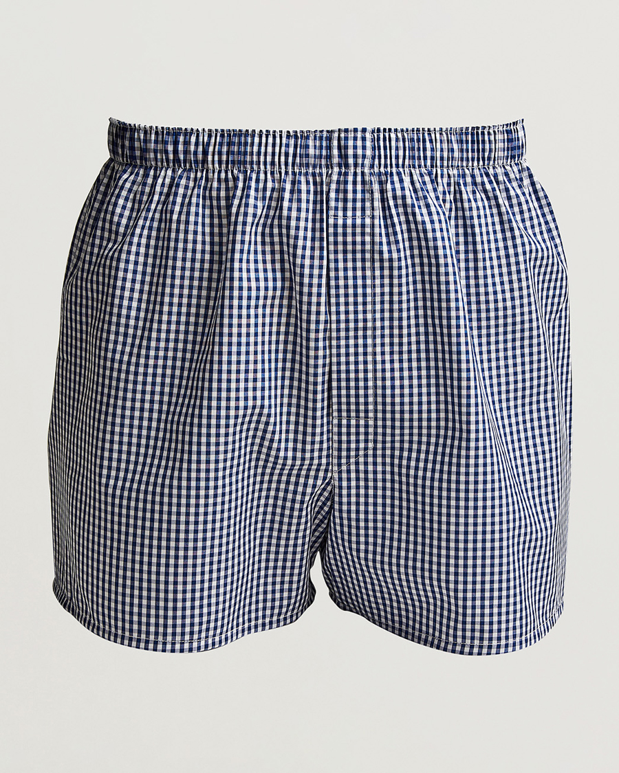 Mies |  | Sunspel | Cotton Gingham Boxer Navy