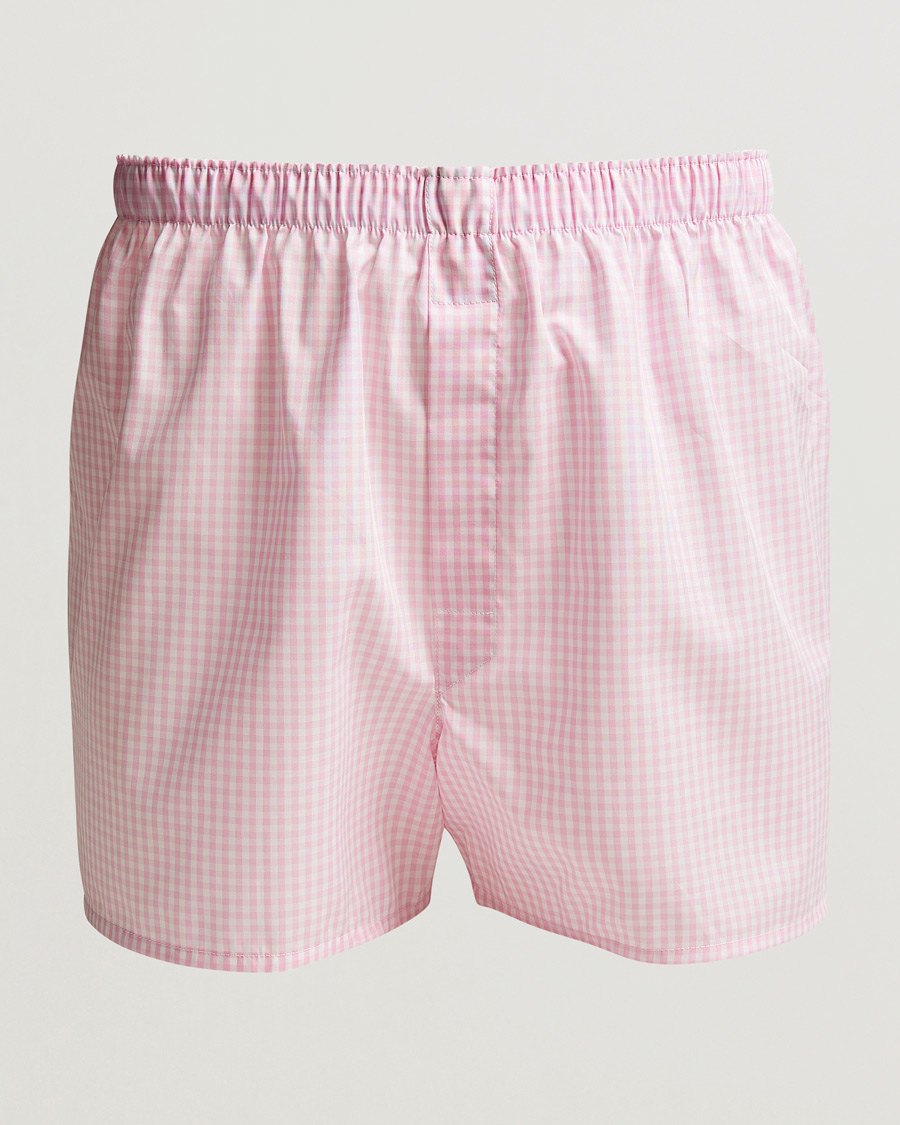 Mies | Alusvaatteet | Sunspel | Cotton Gingham Boxer Pink