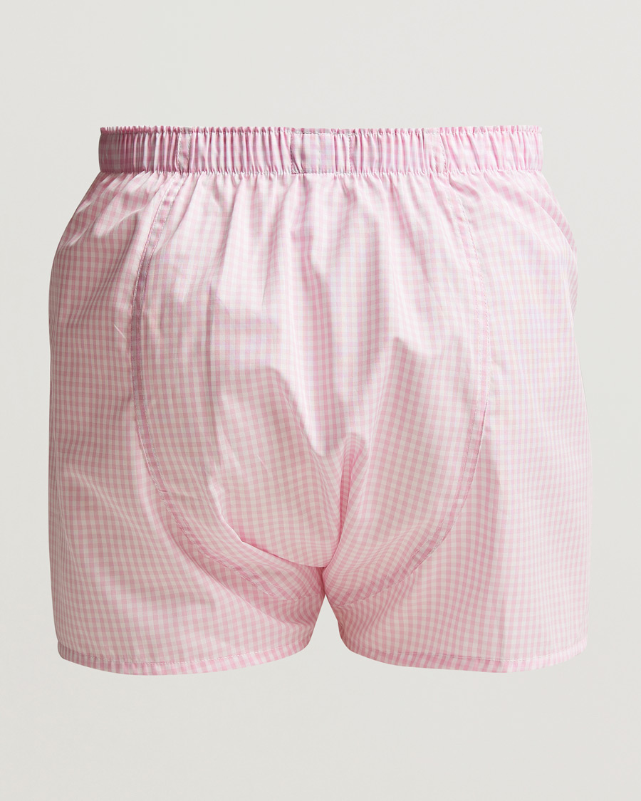 Mies | Alusvaatteet | Sunspel | Cotton Gingham Boxer Pink