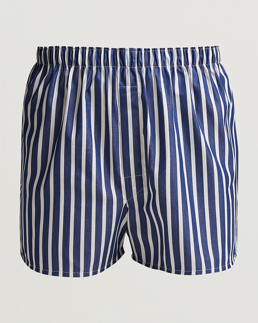 Mies | Alusvaatteet | Sunspel | Cotton Gingham Boxer White/Navy