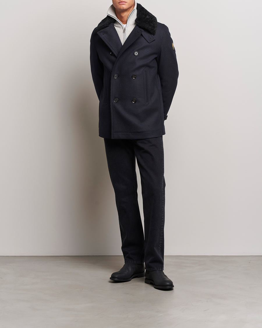 Mies | Takit | Belstaff | Ashridge Sherling Wool Peacoat Dark Ink
