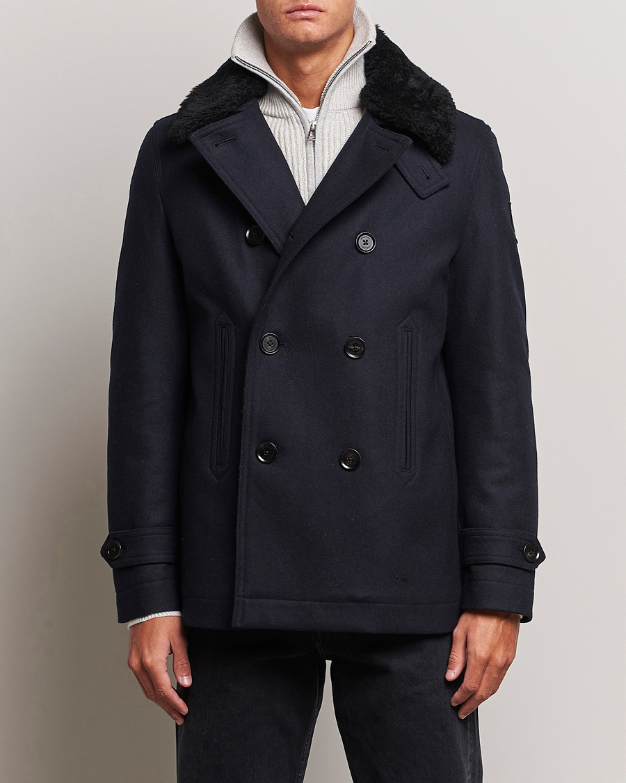 Mies | Takit | Belstaff | Ashridge Sherling Wool Peacoat Dark Ink