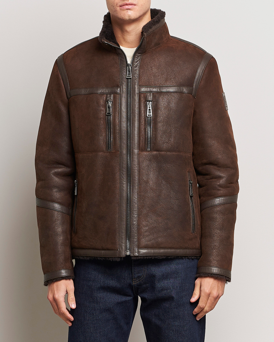 Mies | Belstaff | Belstaff | Tundra Sherling Leather Jacket Earth Brown