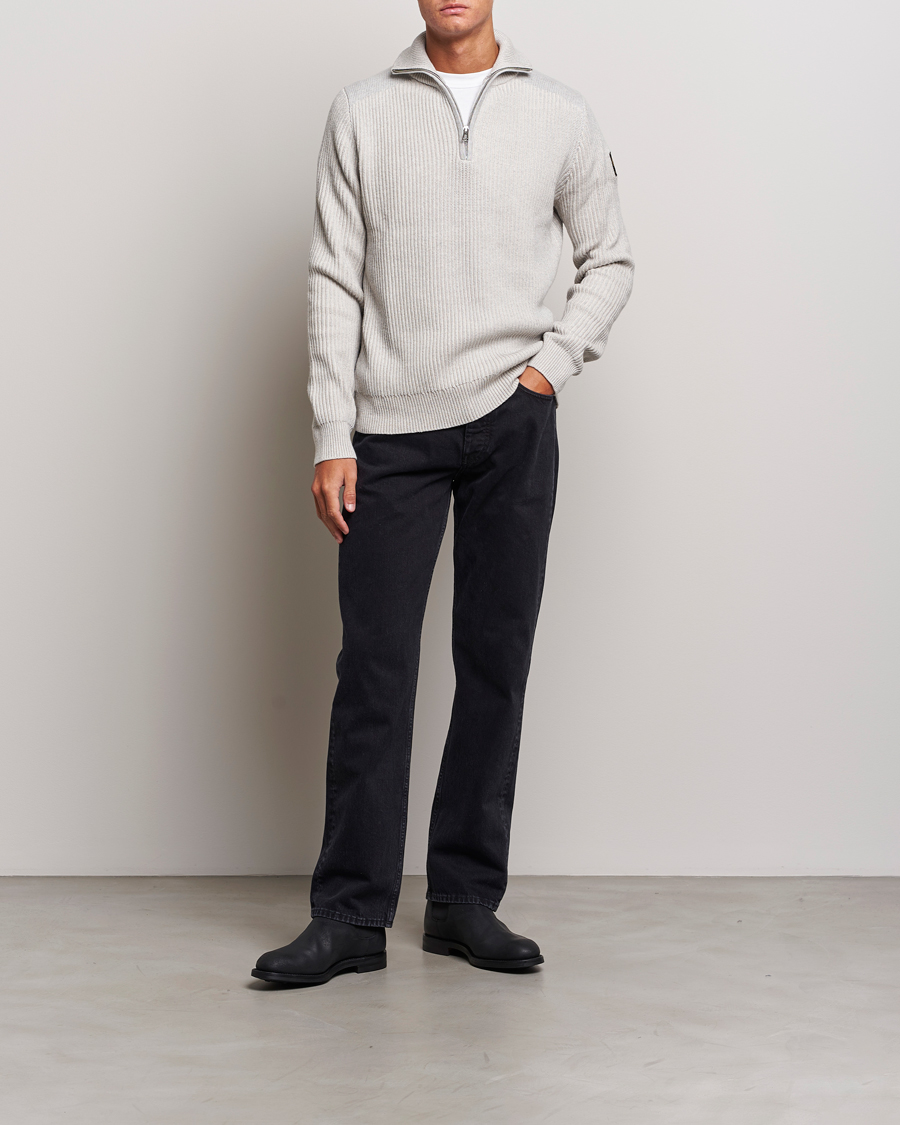Mies | Puserot | Belstaff | Stanley Quarter Zip Jumper Old Silver