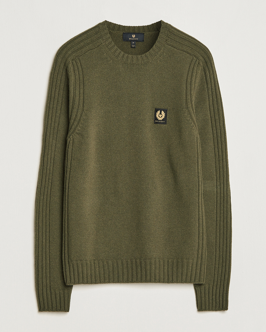 Mies | Puserot | Belstaff | Watch Wool Crewneck True Olive
