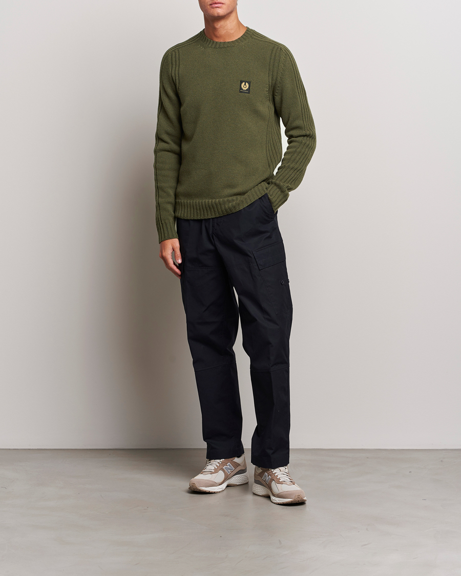 Mies | Puserot | Belstaff | Watch Wool Crewneck True Olive