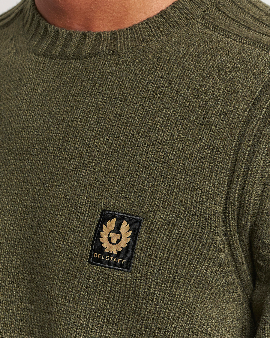 Mies | Puserot | Belstaff | Watch Wool Crewneck True Olive