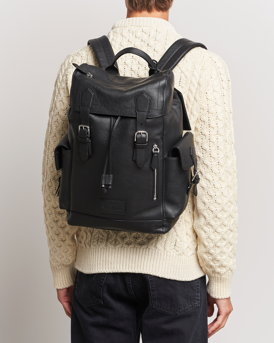 Mies |  | Polo Ralph Lauren | Flap Leather Backpack Black