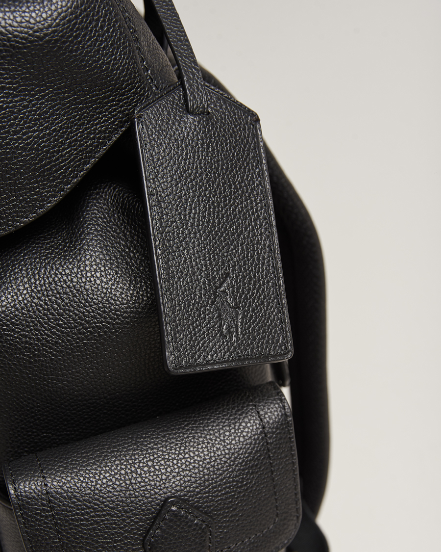 Mies | Polo Ralph Lauren Flap Leather Backpack Black | Polo Ralph Lauren | Flap Leather Backpack Black