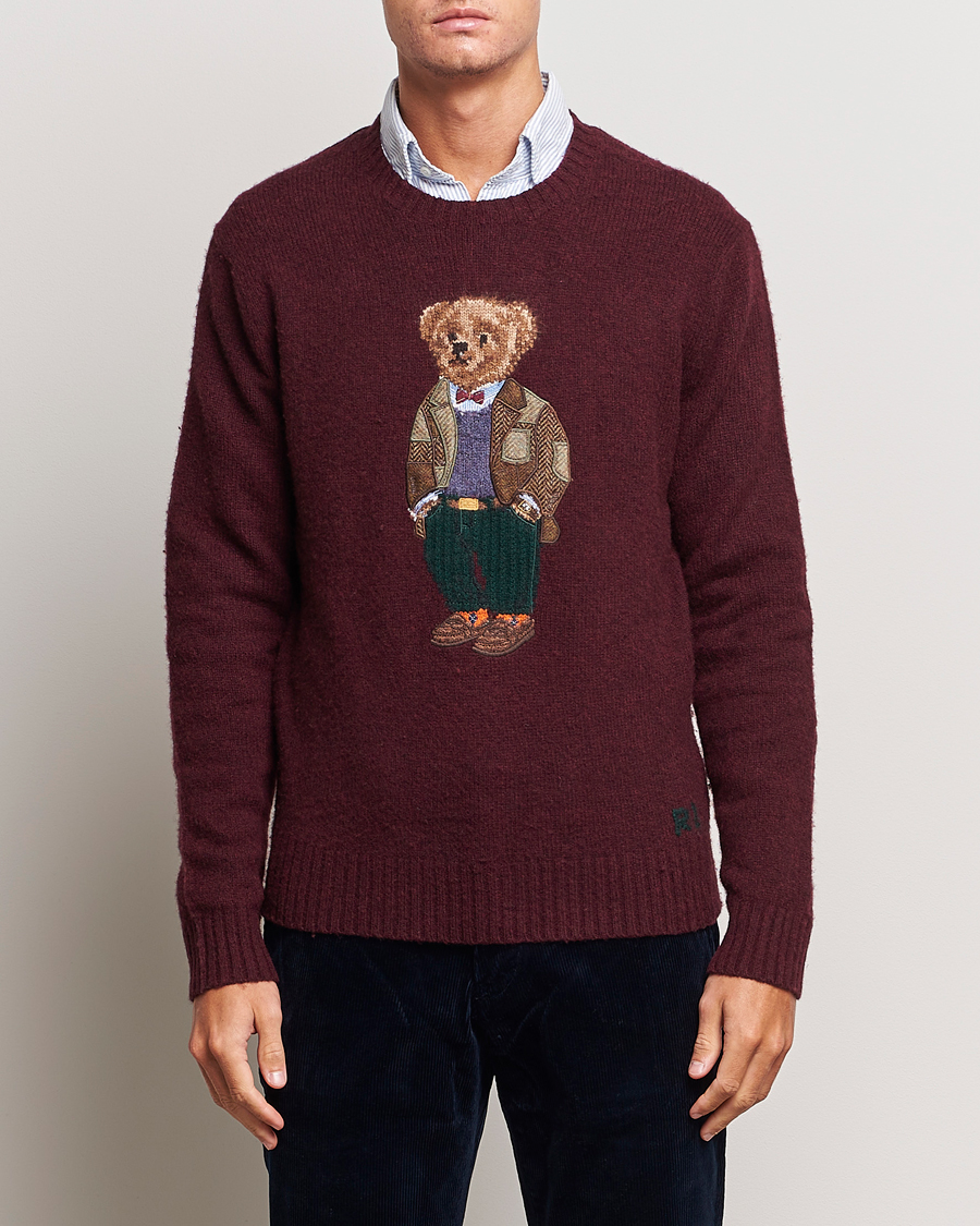 Mies | Puserot | Polo Ralph Lauren | Wool/Cashmere Knitted Bear Sweater Aged Wine Heather