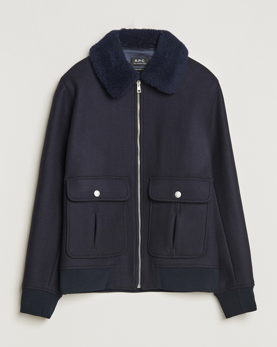 Mies | Takit | A.P.C. | Ben Shearling Bomber Jacket Dark Navy