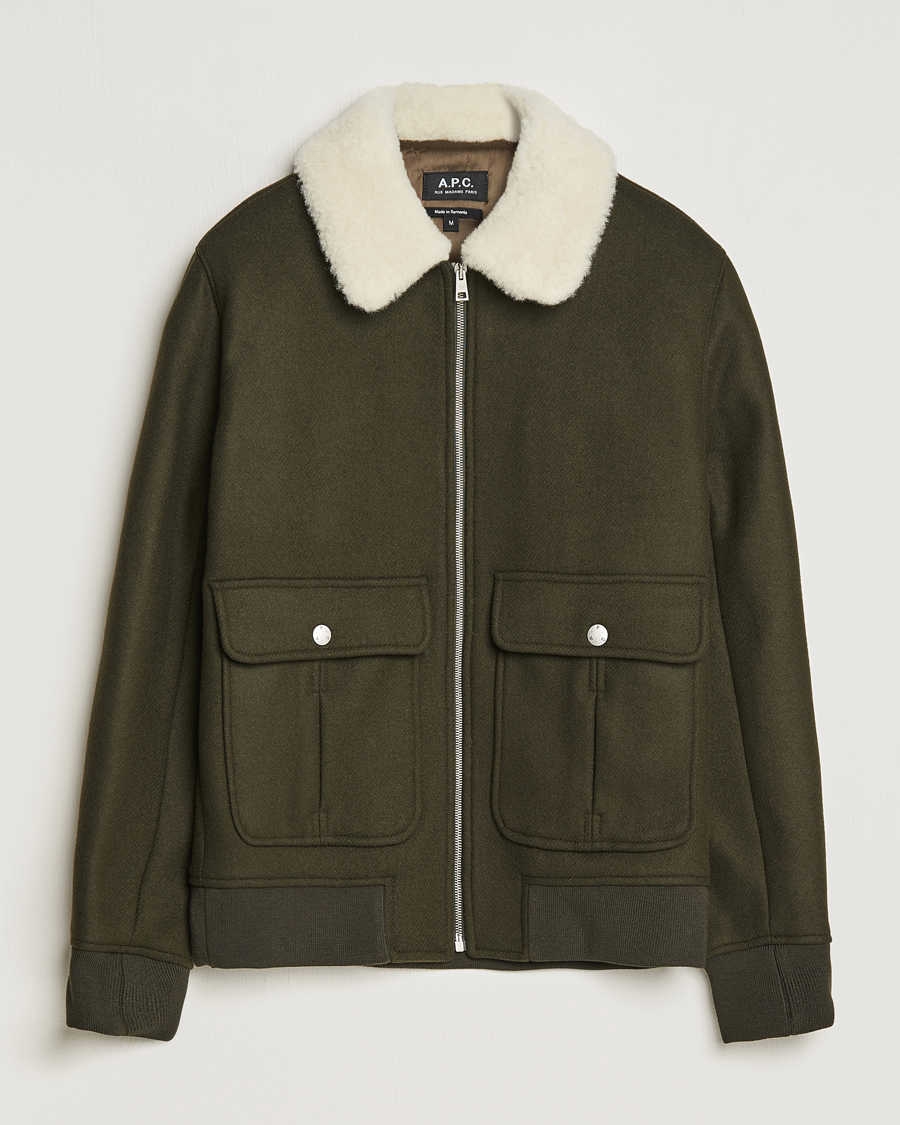 Mies | Takit | A.P.C. | Ben Shearling Bomber Jacket Dark Green