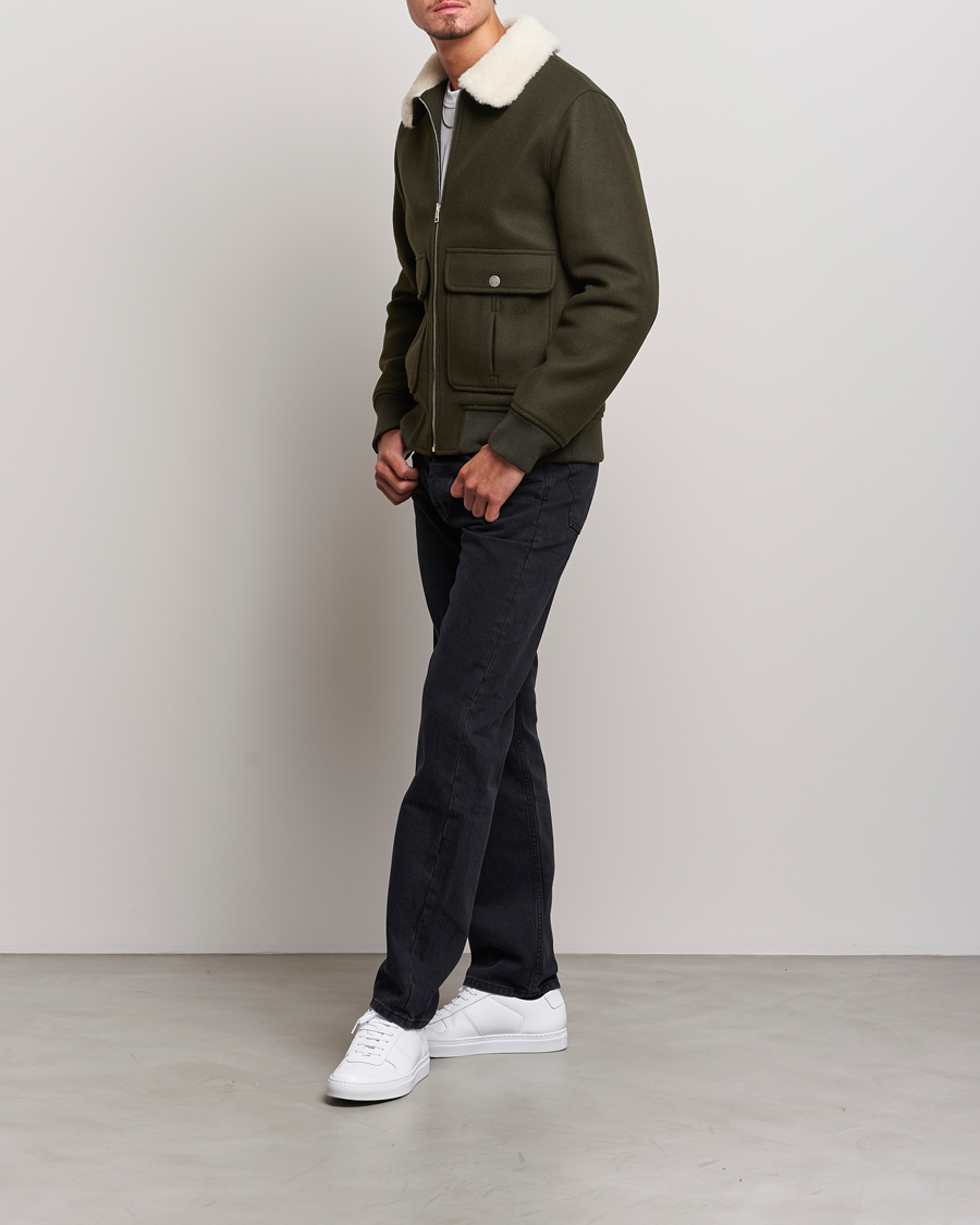 Mies | Takit | A.P.C. | Ben Shearling Bomber Jacket Dark Green