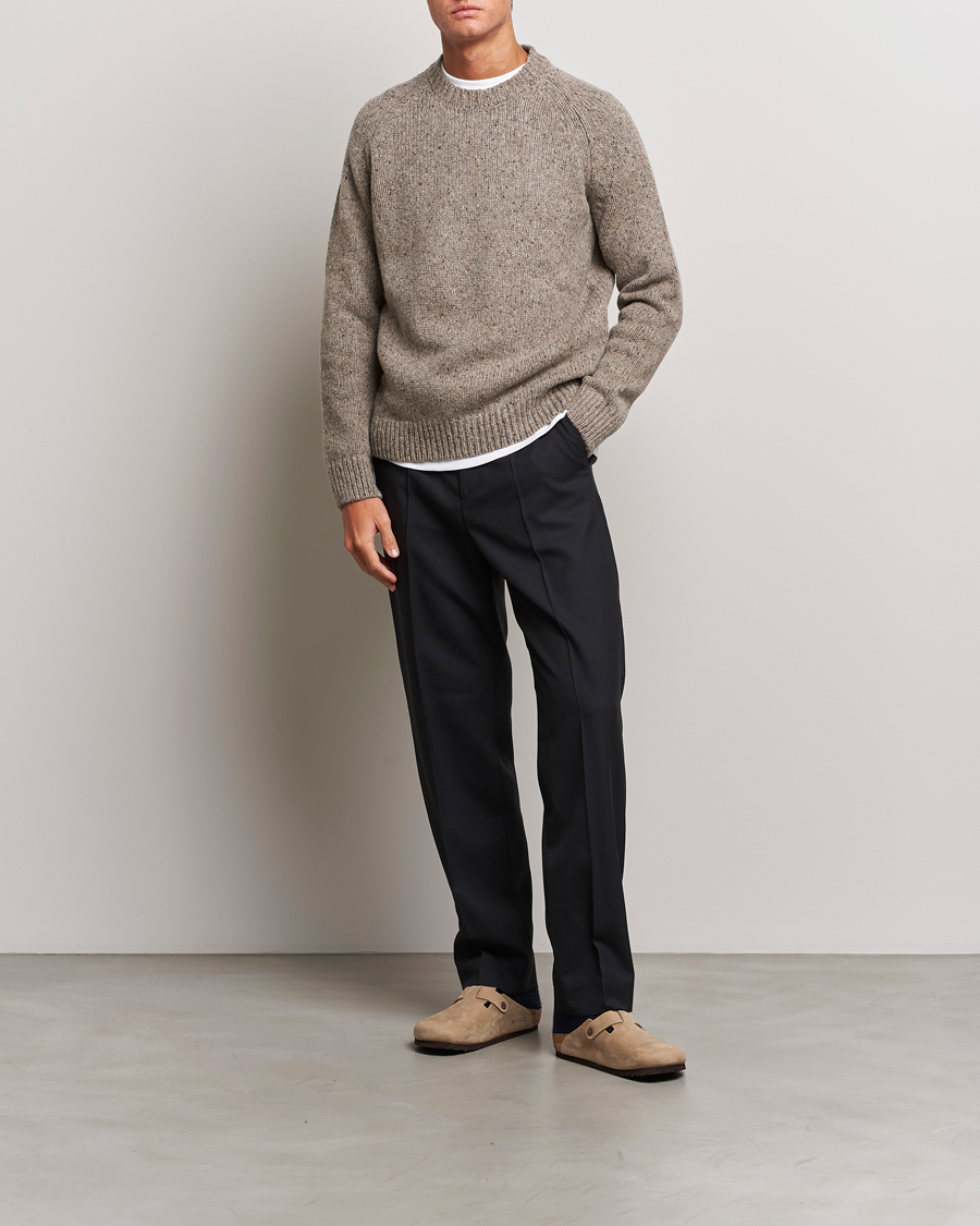 Mies | Puserot | A.P.C. | Harris Wool Knitted Crew Neck Sweater Taupe