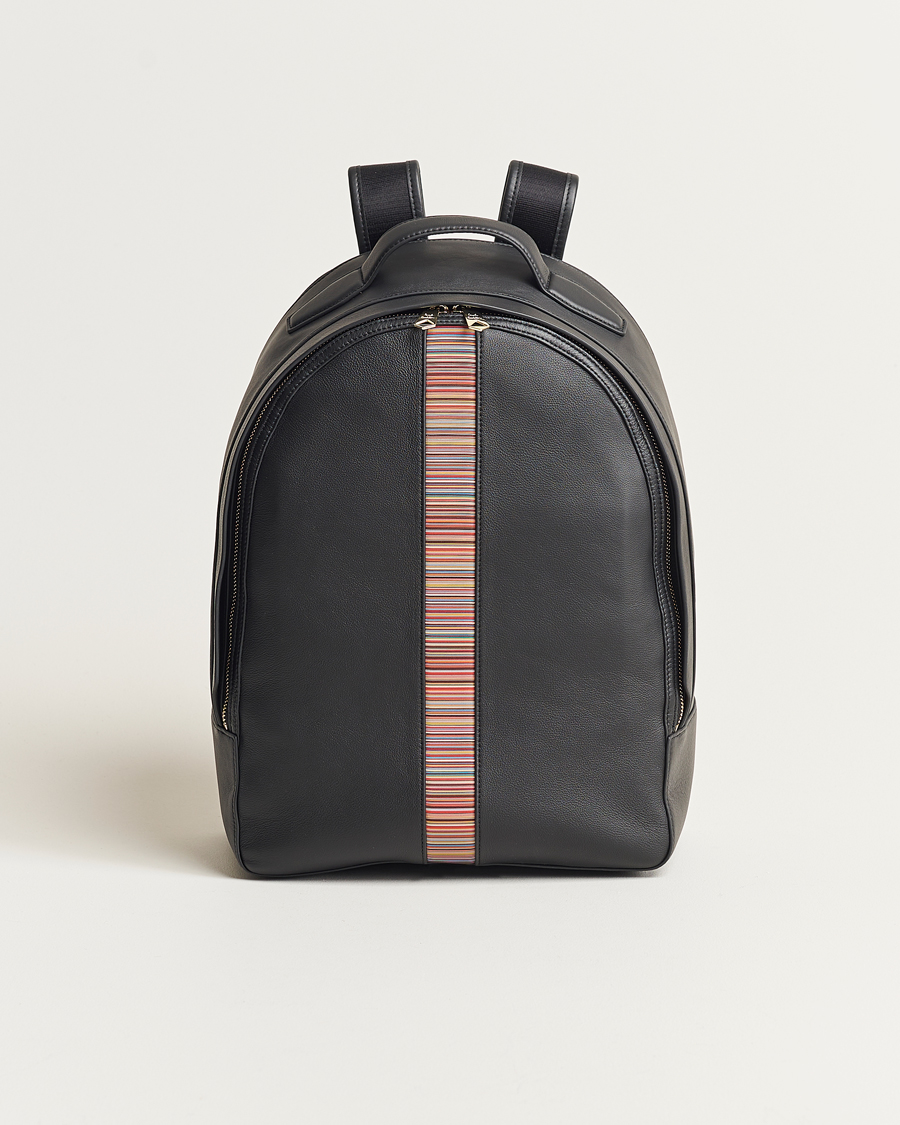 Mies |  | Paul Smith | Leather Stripe Backpack Black