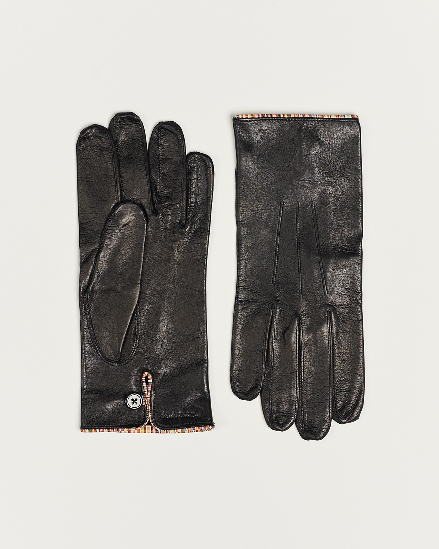 Mies | Paul Smith Leather Striped Piping Glove Black | Paul Smith | Leather Striped Piping Glove Black