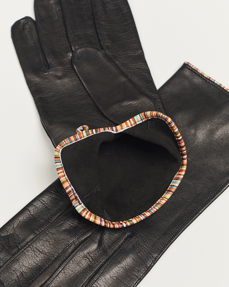 Mies | Paul Smith Leather Striped Piping Glove Black | Paul Smith | Leather Striped Piping Glove Black