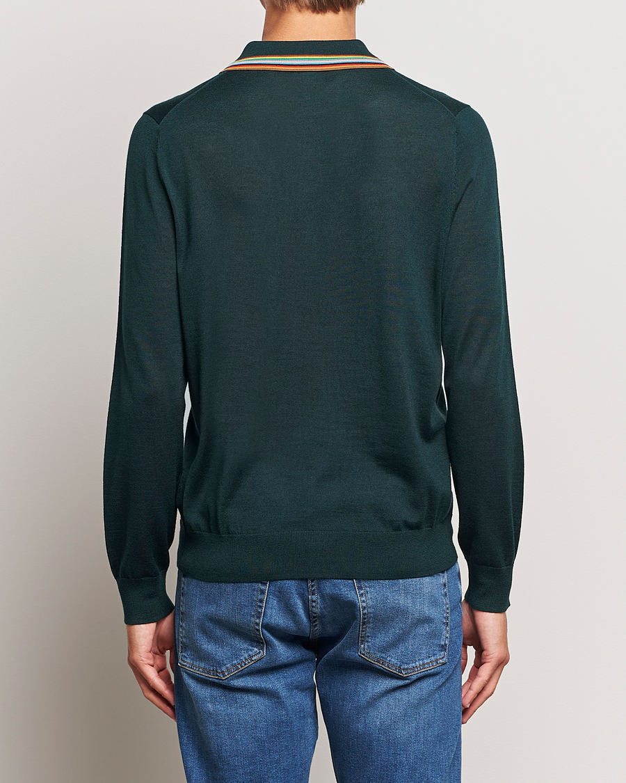 Mies | Puserot | Paul Smith | Wool/Silk Knitted Polo Dark Green