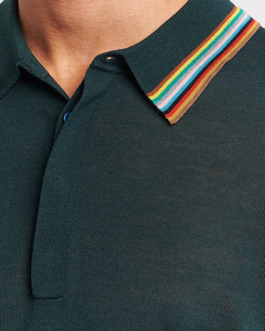 Mies | Puserot | Paul Smith | Wool/Silk Knitted Polo Dark Green