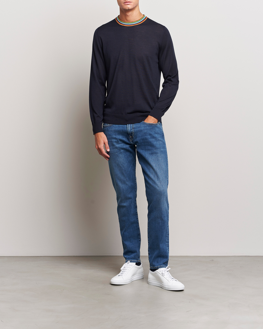 Mies | Puserot | Paul Smith | Wool/Silk Knitted Crew Neck Navy