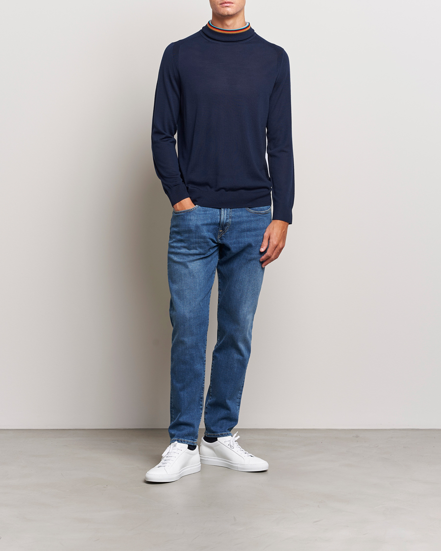 Mies | Puserot | Paul Smith | Merino Wool Knitted Polo Navy
