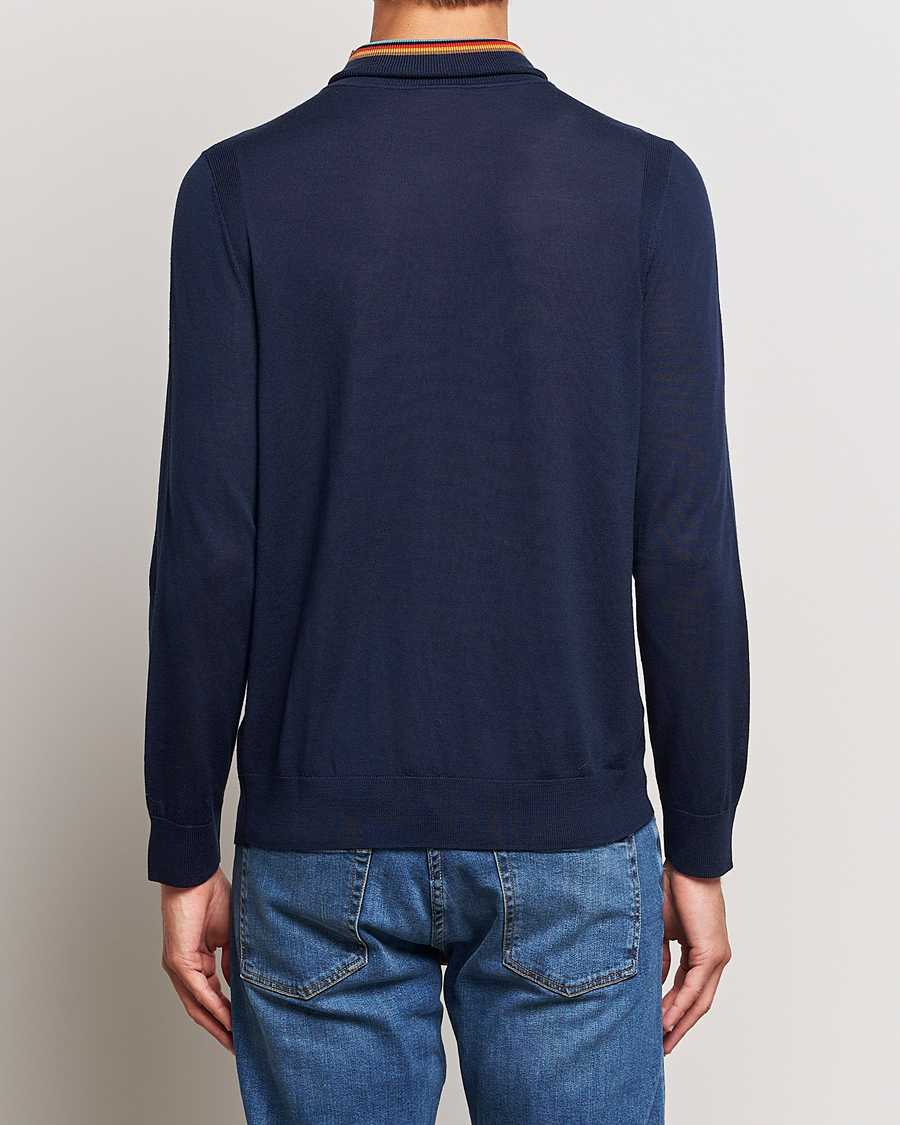 Mies | Puserot | Paul Smith | Merino Wool Knitted Polo Navy