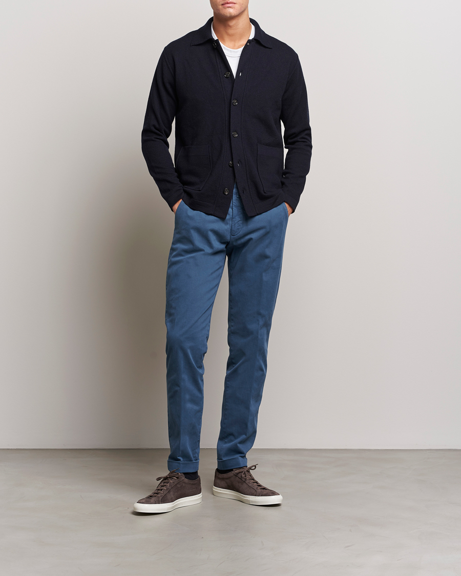 Mies | Housut | Briglia 1949 | Slim Fit Cotton Stretch Chino Steel Blue