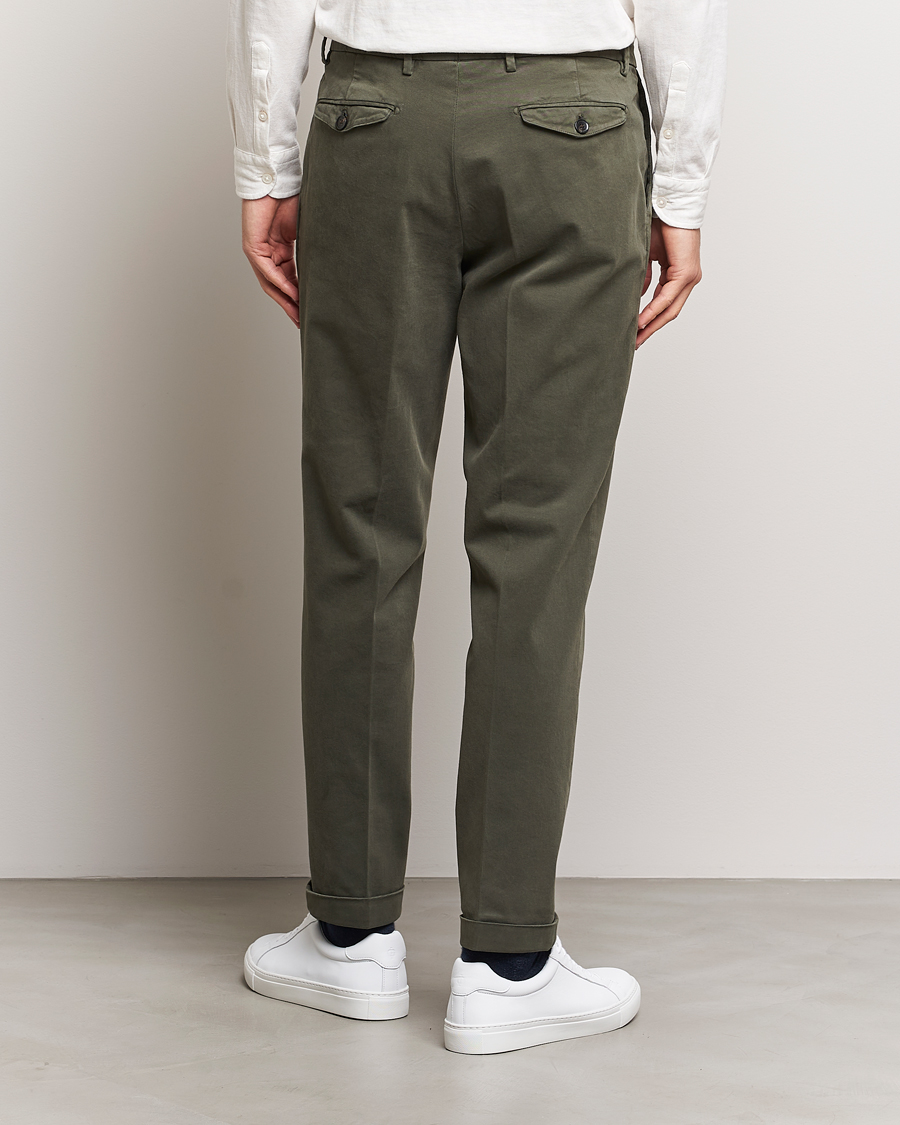 Mies | Housut | Briglia 1949 | Easy Fit Pleated Cotton Stretch Chino Military