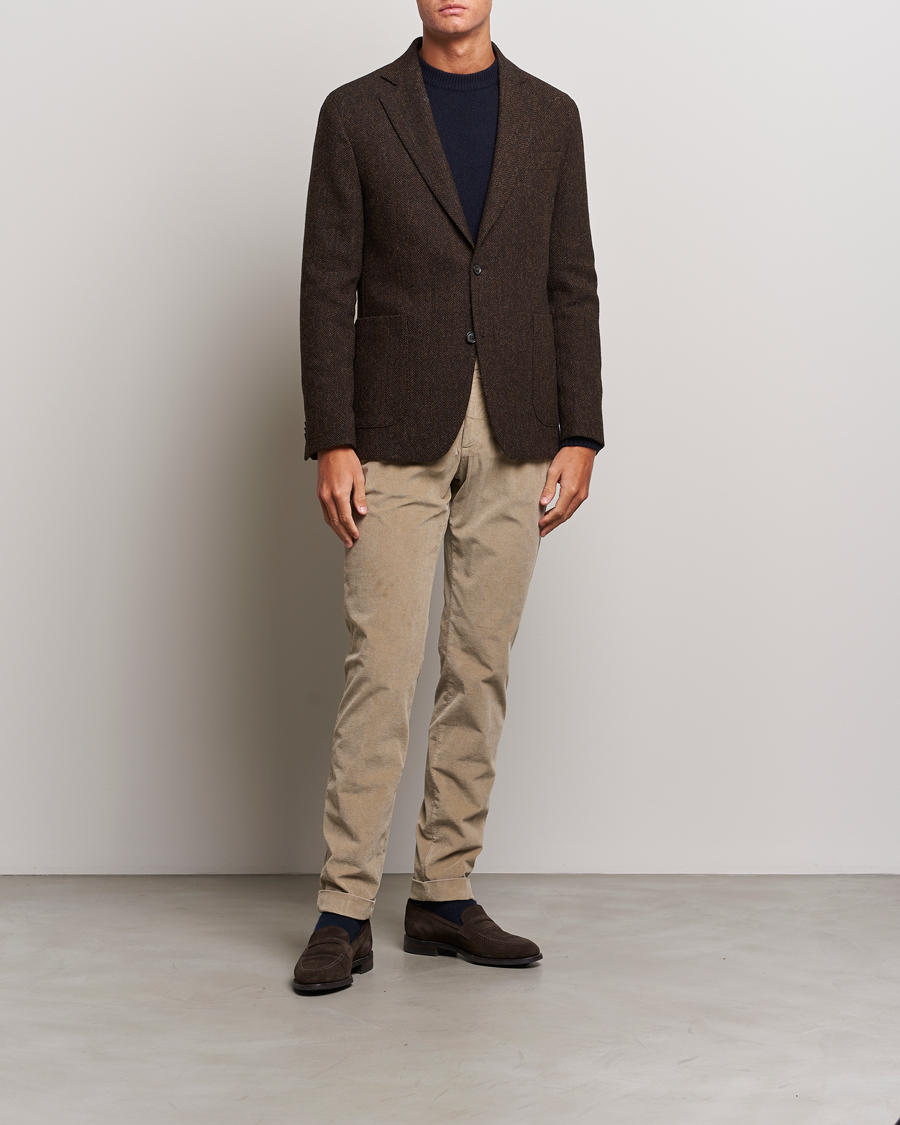 Mies | Housut | Briglia 1949 | Slim Fit Corduroy Trousers Beige