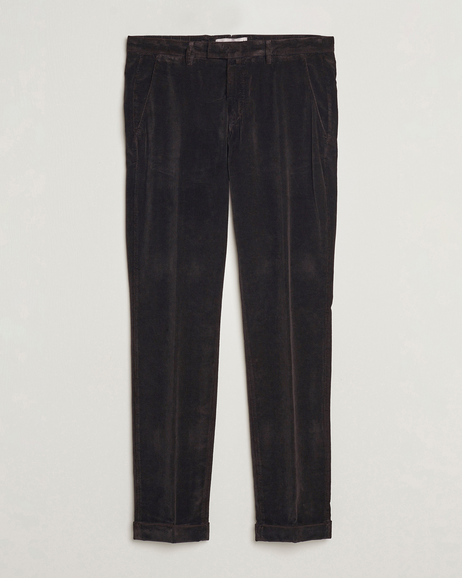Mies | Housut | Briglia 1949 | Slim Fit Corduroy Trousers Dark Brown