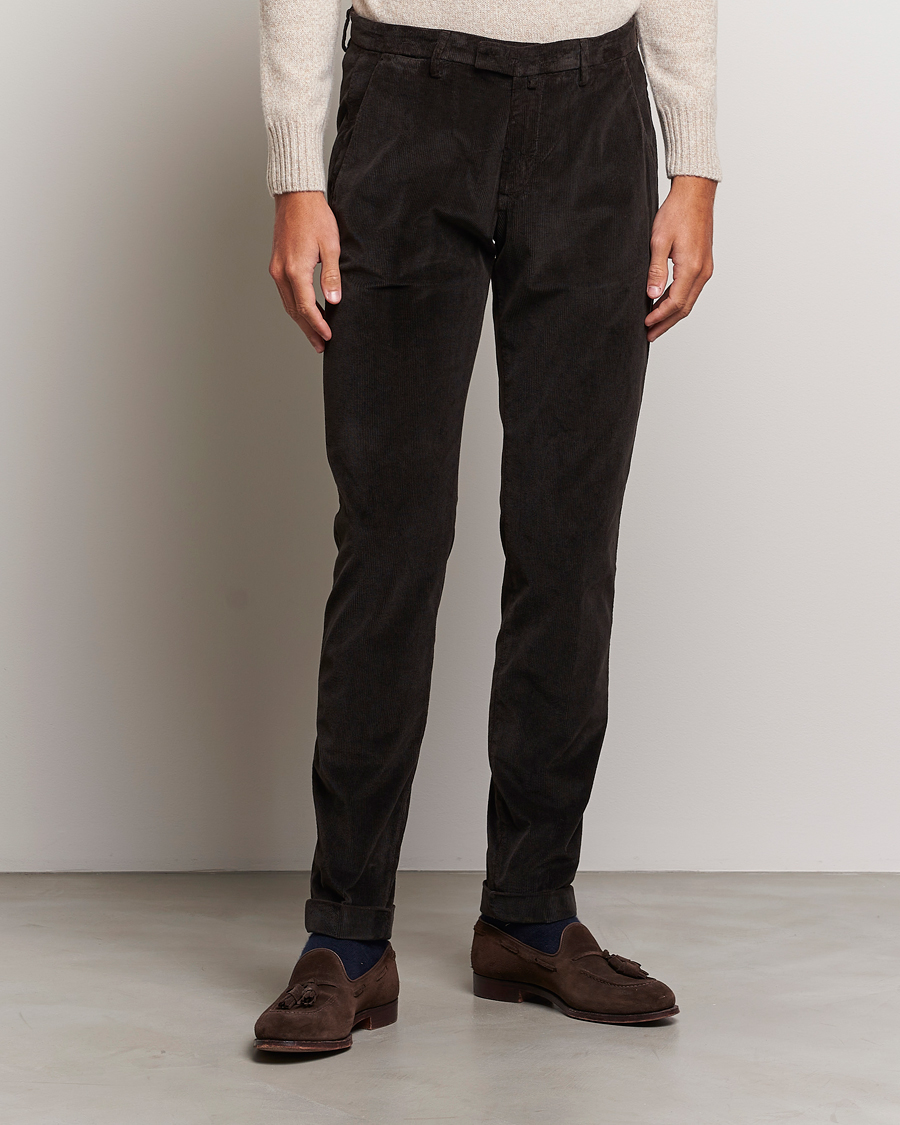 Mies | Housut | Briglia 1949 | Slim Fit Corduroy Trousers Dark Brown