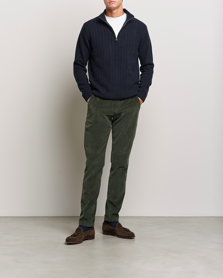 Mies | Housut | Briglia 1949 | Slim Fit Corduroy Trousers Dark Green