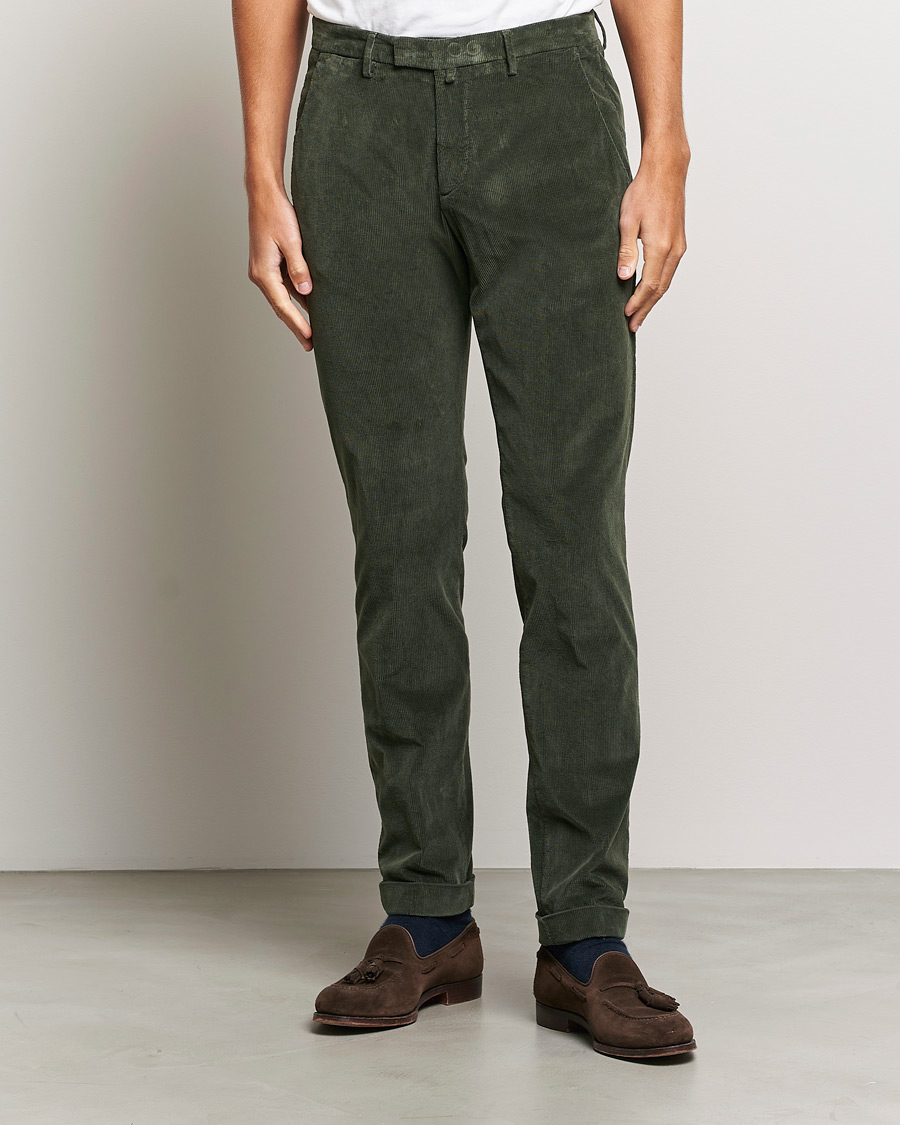 Mies | Housut | Briglia 1949 | Slim Fit Corduroy Trousers Dark Green