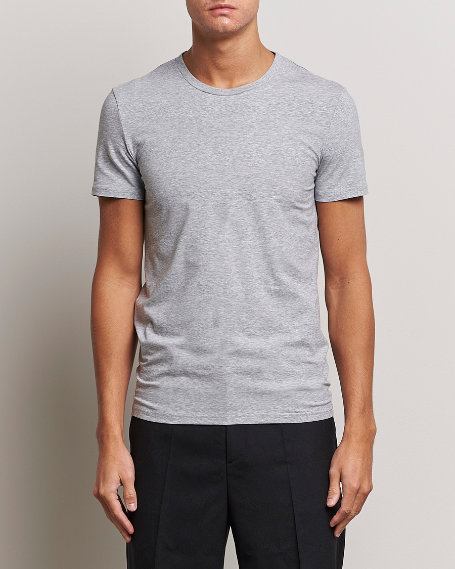 Mies |  | Zegna | Stretch Cotton Round Neck T-Shirt Grey Melange