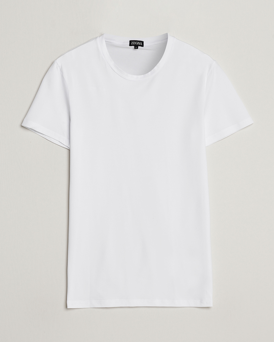 Mies | Valkoiset t-paidat | Zegna | Stretch Cotton Round Neck T-Shirt White