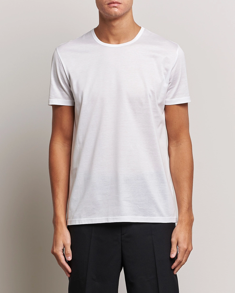 Mies | Quiet Luxury | Zegna | Filoscozia Pure Cotton Round Neck T-Shirt White