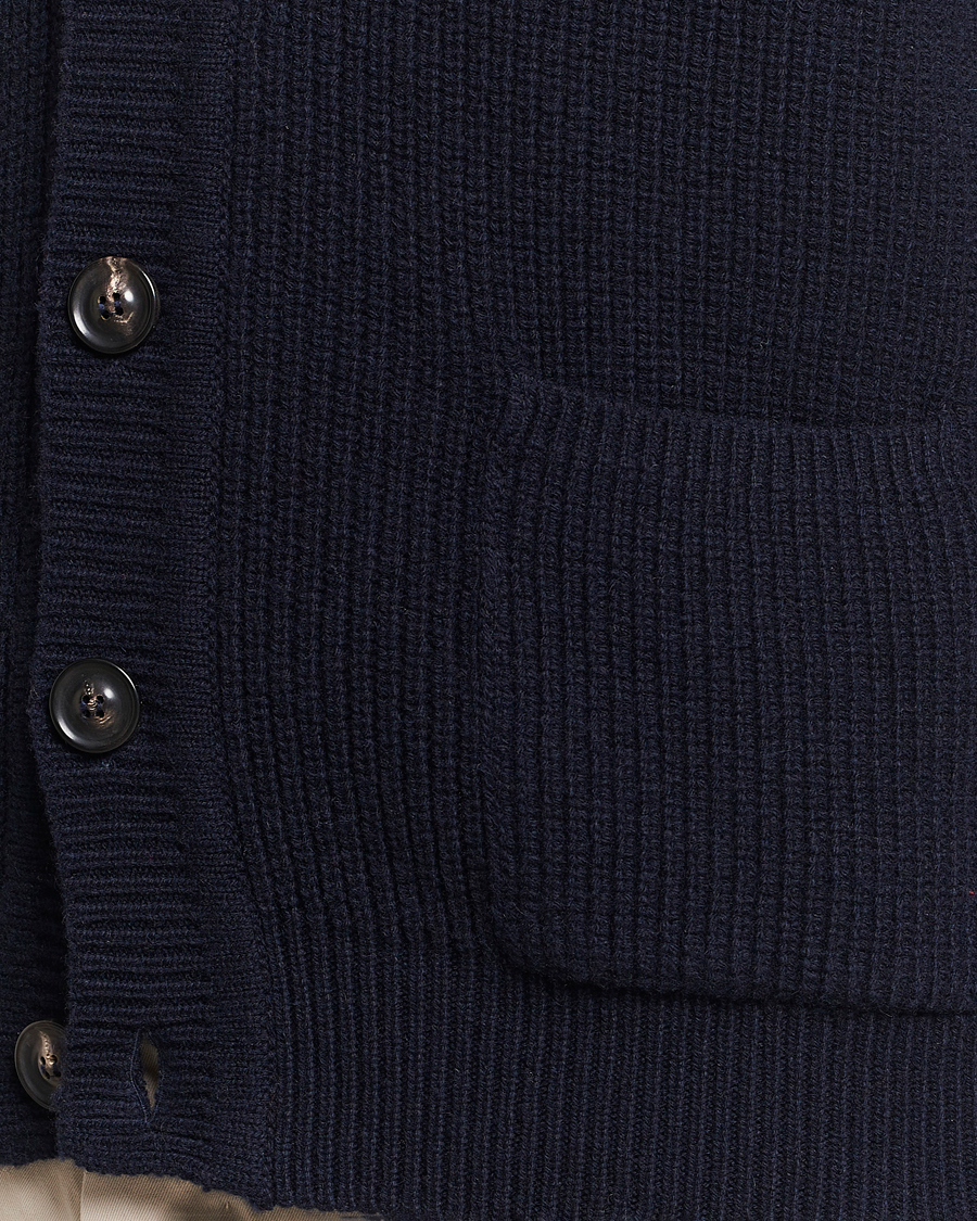 Mies | Puserot | Lardini | Wool/Cashmere Knitted Cardigan Navy