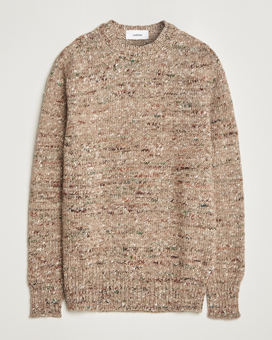 Mies | Puserot | Lardini | Wool/Alpaca/Silk Boucle Roundneck Beige