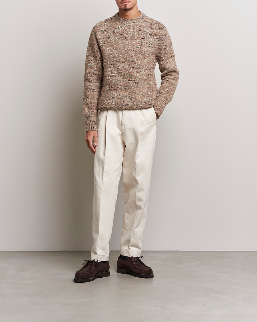 Mies | Puserot | Lardini | Wool/Alpaca/Silk Boucle Roundneck Beige