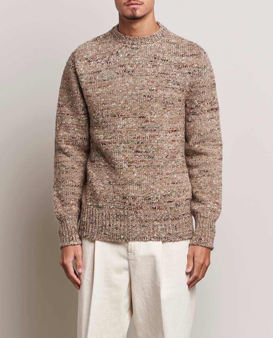 Mies | Puserot | Lardini | Wool/Alpaca/Silk Boucle Roundneck Beige